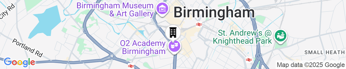 Map for Radisson Blu Hotel, Birmingham