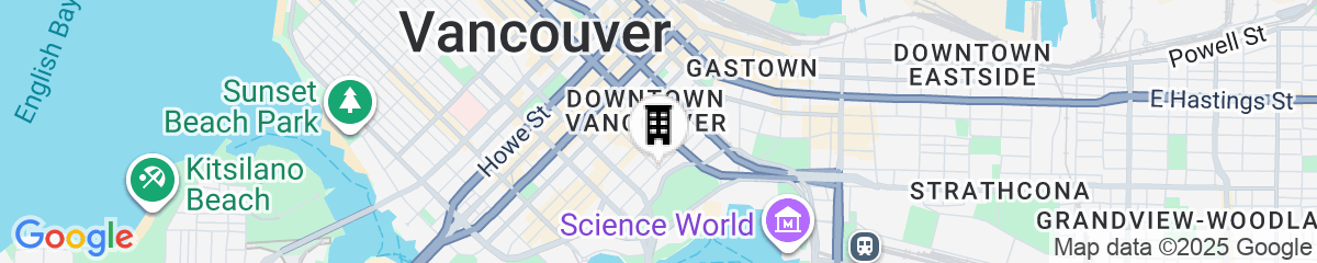 Map for Hampton Inn and Suites by Hilton, Downtown Vancouver