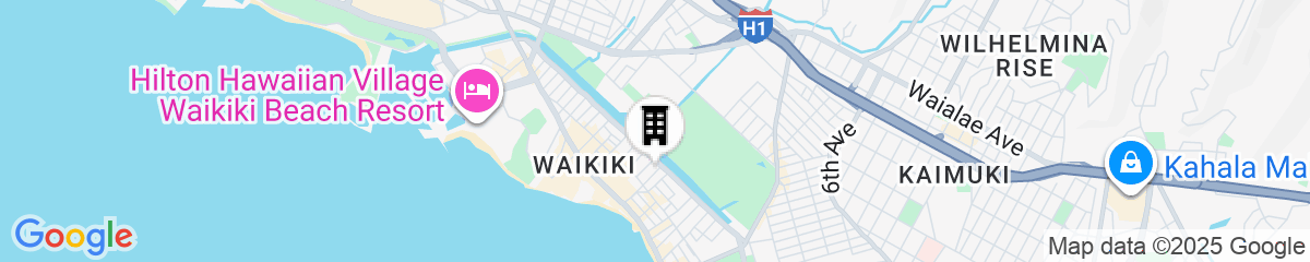 Map for Cozy Studios at Aloha Surf Close to Waikiki Beach