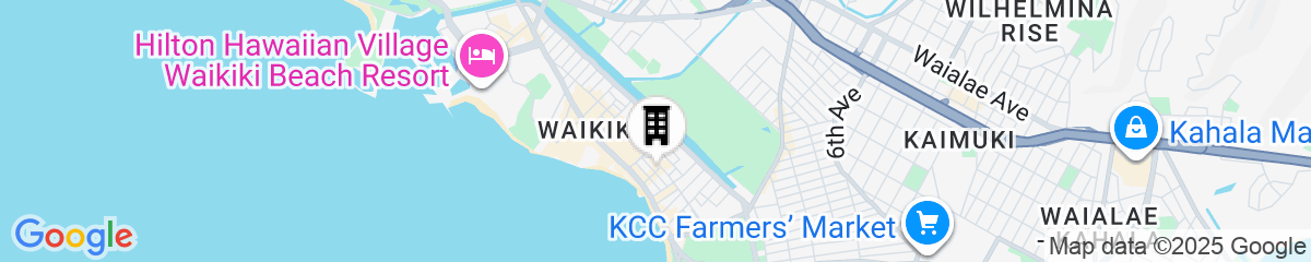 Map for Pacific Monarch Condos Near Waikiki Beach w/ City View & Partial Ocean View