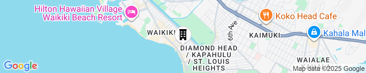 Map for 2BR/2BA Condos in Kuhio at Waikiki with Parking!