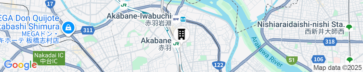 Map for Super Hotel Tokyo Akabane eki Minamiguchi