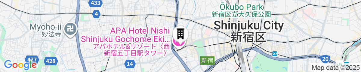 Map for 5 Minute Walk from Nishi Shinjuku Gochome Station