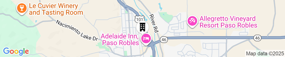 Map for The Oaks Hotel Paso Robles