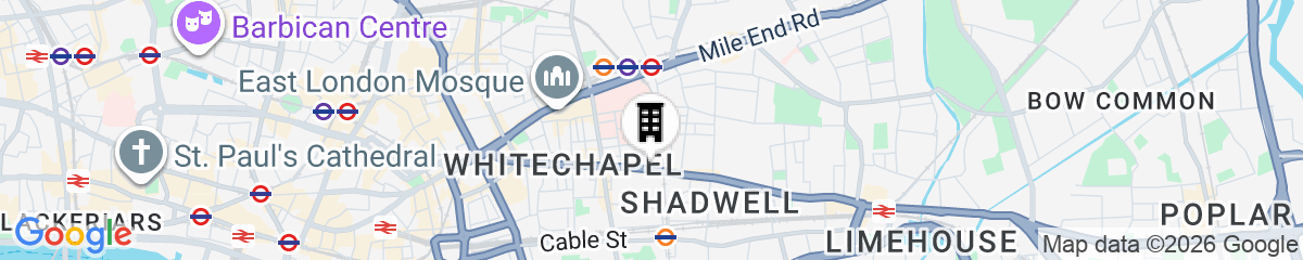 Map for Commercial Road Serviced Apartments - London City East