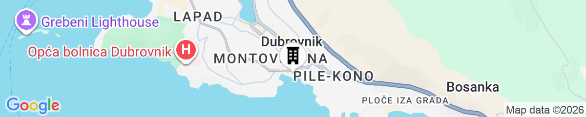 Map for Dubrovnik Hotel Akademis Čingrija