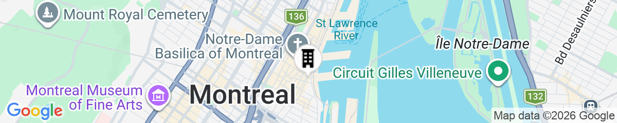 Map for Hotel Uville Montreal