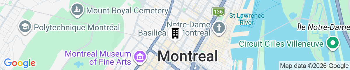 Map for Renaissance Montreal Downtown Hotel