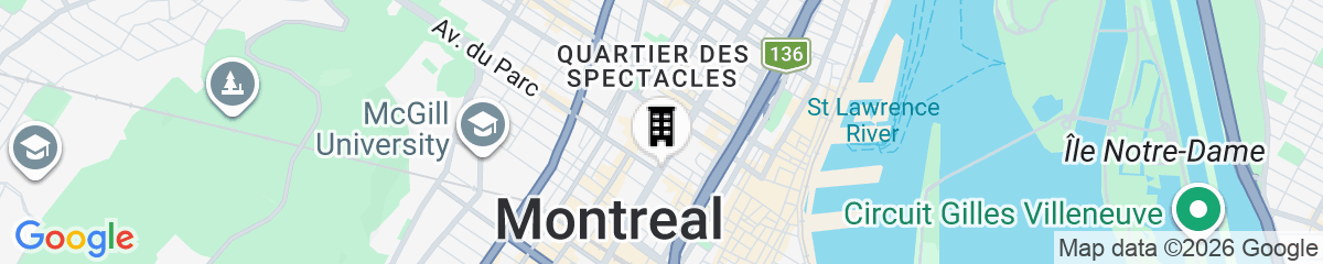 Map for Courtyard by Marriott Montreal Downtown