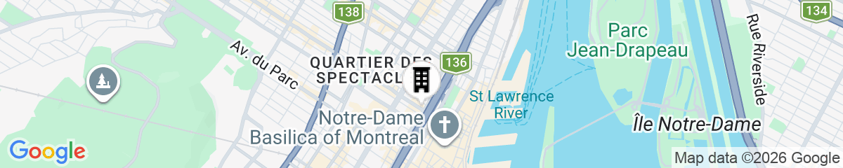 Map for Hampton Inn by Hilton Montreal Downtown