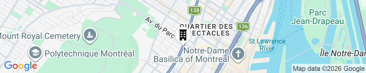 Map for Hilton Garden Inn Montréal Centre-ville