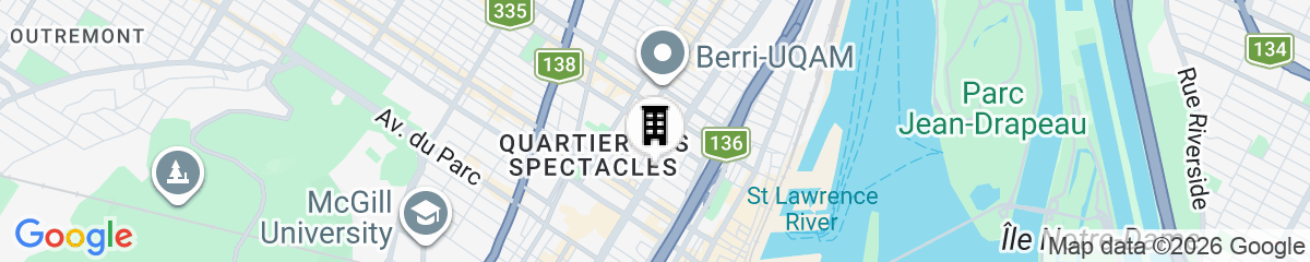 Map for Hotel Faubourg Montreal