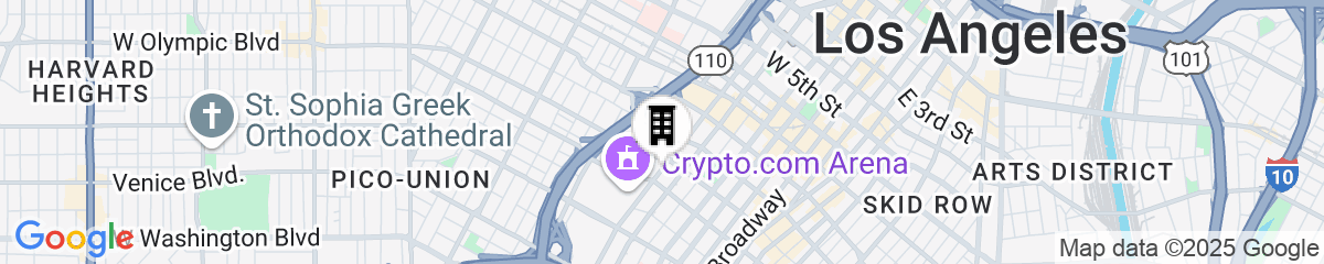 Map for E-Central Downtown Los Angeles Hotel