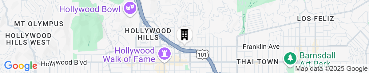 Map for  The Hollywood Franklin Hotel near Universal Studios