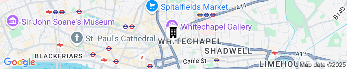 Map for Premier Inn London City - Aldgate